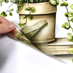 Detail of self-adhesive wall sticker showing easy peel removal and flexible texture
