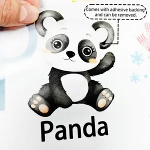 Cartoon panda wall sticker with 'Panda' text, self-adhesive and removable home decor