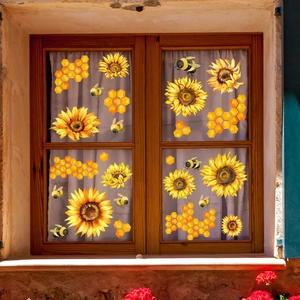 Pegatinas estáticas de girasoles y abejas para cristales y ventanas de hogar