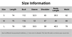 Detailed size chart for cotton leisure set including top and ruffle shorts measurements