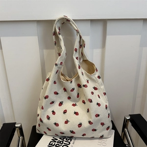 Borsa Tote da Donna di Grande Capacità con Motivo a Fragola in Pelle PU Borsa a Tracolla per Uso Quotidiano Shopping Scuola