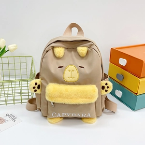 Sac à Dos Enfant Capybara Mignon Sac Animal en Peluche Dessin Animé Grande Capacité Nylon Sac d'École Durable pour Enfants