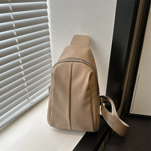 Women Fashion PU Leather Chest Bag Pleated Design Small Crossbody Shoulder Bag With Webbing Adjustable Strap Casual Daily Sling Bag