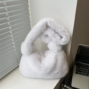 Borsa Tote in Pelliccia Sintetica di Moda Invernale per Donna Grande Capacità Borsa a Tracolla in Peluche Stile Street