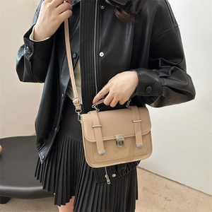 Chic apricot mini square crossbody bag for women with top handle and adjustable strap