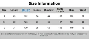 Detaillierte Größentabelle für Damen V-Ausschnitt Langarm Top und Hosen Set S, M, L