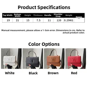 Paramètres de taille détaillés et choix de couleurs pour ce sac à main carré en cuir PU