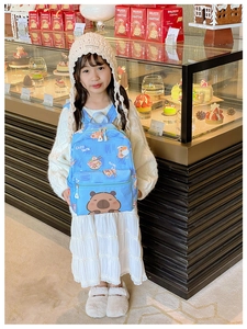 Light blue children backpack featuring cute capybara cartoon prints for school