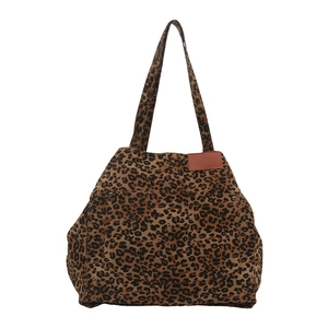 Stylish leopard print leopard tote bag with double handles and metal stud front pocket