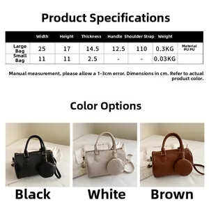 Detailed view of the Boston bag set featuring pebbled PU leather and a round coin purse