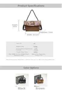 Detailed dimension guide for the PU leather tote bag with strap length and size info