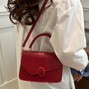 Borsa a Spalla da Donna in Pelle PU a Tinta Unita Minimalista Piccola Borsa a Mano Quadrata Con Fibbia in Metallo Ovale