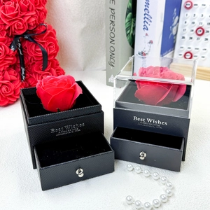 Boîte à bijoux rose éternelle rouge avec tiroir de rangement et texte Best Wishes