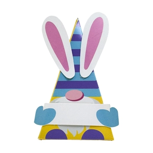 Scatola di caramelle gnomo di Pasqua con cappello a righe e orecchie da coniglio