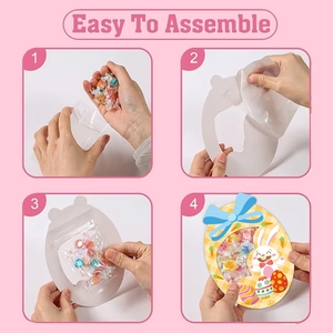 Easy to assemble Easter candy gift bags with rabbit egg cards and clear plastic pouches
