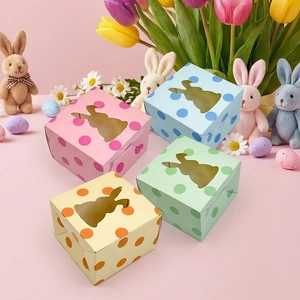 Easter rabbit gift boxes in 4 colors with polka dots and bunny shaped window