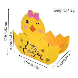 Happy Easter chick paper basket decoration with size measurements in 17.2cm height