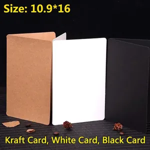 Folded DIY Greeting Cards Blank Kraft White Black Cardstock For Handmade Painting Wedding Invitation Stationery