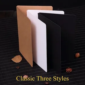Vintage foldable card set in kraft brown, white and black for DIY drawing and crafting