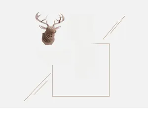 Detail of vintage 3D reindeer head greeting card with laser-cut kraft paper and envelope