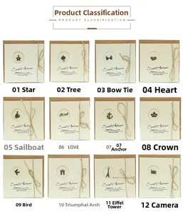 Set of 12 vintage kraft greeting cards featuring various bronze alloy metal charms