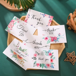 Floral thank you cards set with 6 diverse botanical patterns and matching white envelopes