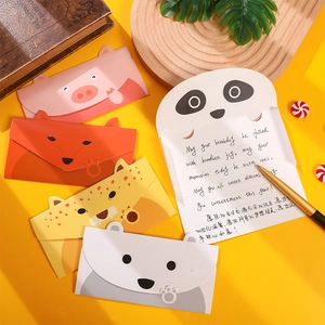 Cartoon animal greeting card set with matching envelopes for kids birthday and party greetings