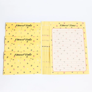 Floral stationery set with yellow flower envelopes and paper for romantic letters