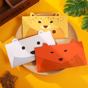 Set of 3 creative animal cartoon envelopes including leopard, polar bear and fox designs