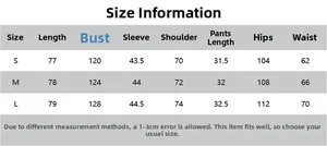 Tableau des tailles détaillé pour ensemble haut et short en coton avec mesures