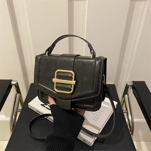 Sac à Épaule en Cuir PU Vintage pour Femmes Avec Boucle Carrée en Métal Sac à Main Bandoulière