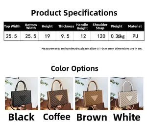 Size chart for women's crossbody bag with precise dimensions and various color options