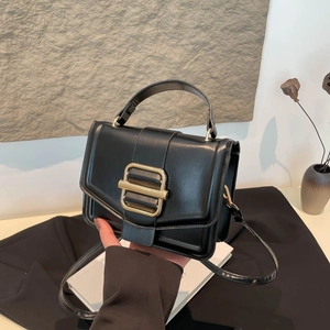 Women Retro PU Leather Small Square Crossbody Bag With Gold Metal Buckle Fashion Handheld Shoulder Bag For Daily Commuting