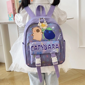 Zaino per Bambini Capibara Cartone Animato Leggero in Nylon Borsa da Scuola Per Ragazzi Ragazze Asilo Animale Carino Zainetto Casual