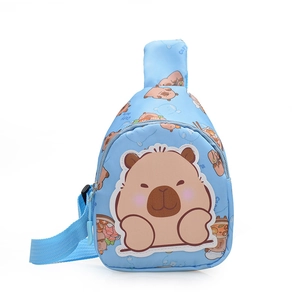 Kinder Brusttasche in Blau mit Capybara-Print und verstellbarem Schultergurt für Jungen