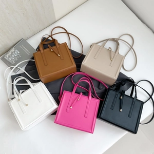 Minimalist square crossbody bag set in five colors with dual handles and thin straps
