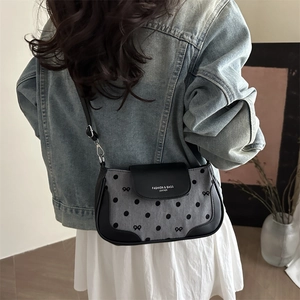 Polka dot crossbody bag for women with butterfly pattern and adjustable shoulder strap