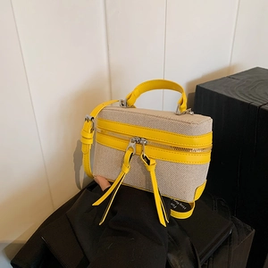New Niche Design Box Bag Contrast Color Fashion Handheld Crossbody Bag For Women PU Leather Material Square Shoulder Bag