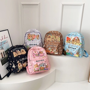 Cute cartoon capybara school backpacks in five colors for kids and toddlers