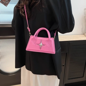 Sac à main minimaliste rose pour femme avec accessoire étoile argentée pour 2025
