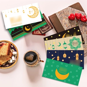 Enveloppes déco Aïd et Ramadan avec motifs lune, lanterne et mandala en diverses couleurs