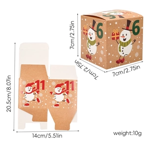 Christmas snowman advent calendar candy boxes made of kraft paper for holiday treats