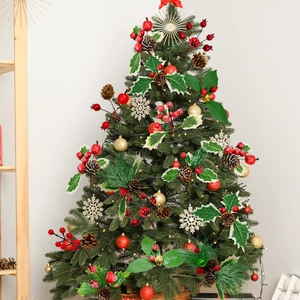 Artificial Christmas berries and pine cones set for DIY holiday tree and wreath decoration