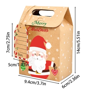 Bolsa de regalo de Navidad en papel kraft con estampado de Papá Noel y Merry Christmas