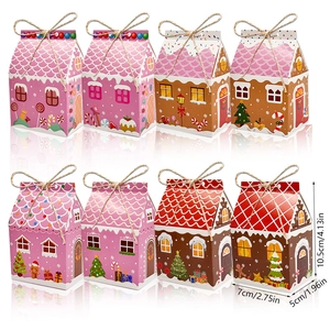 Weihnachten Lebkuchenhaus Geschenkboxen Süßigkeiten Verpackung Set Mit Nummern Aufklebern Und Hanfseil DIY Adventskalender Party