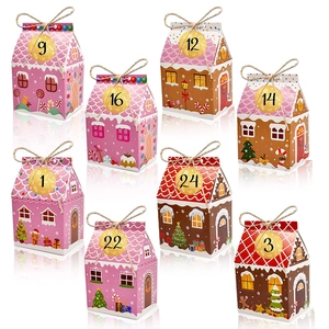 DIY Weihnachts-Adventskalender Geschenkboxen in Lebkuchenhaus-Form mit Nummernschildern