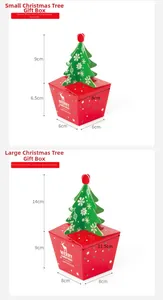 Détails des boîtes de bonbons sapin de Noël rouges et vertes avec motifs Merry Christmas
