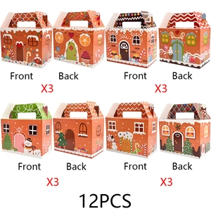 Christmas Gingerbread House Gift Box Set, 12-Piece Assorted Holiday Treat Boxes