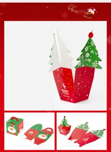 Vue détaillée des boîtes de Noël avec motifs festifs de renne et de Père Noël