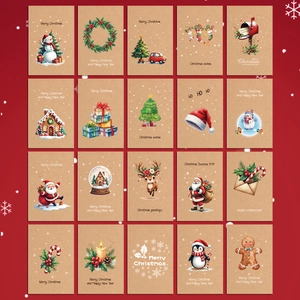Set di Biglietti di Auguri di Natale Vintage Con Buste Cartoncino Bianco Stile Kraft Cartoline di Benedizione per Capodanno